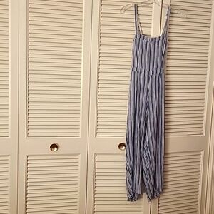 Hollister blue and white striped jumpsuit